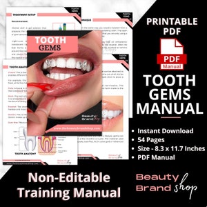 Tooth Gems Manual, Tooth Gems Printable Manual, Teeth Jewel, Tooth Gems Flyers, Tooth Gems Course, Tooth Gems Consent, Tooth Gems Designs