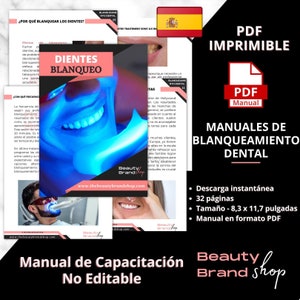 Manuel de blanchiment des dents ESPAGNOL, Manuel de formation sur le blanchiment des dents, Guide de blanchiment des dents, Blanchiment des dents Entreprise dentaire, Blanchiment des dents LED