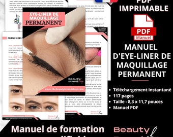 PMU Eyeliner Manual- FRENCH VERSION, Eyeliner Training Course, Eyeliner Tattooing, Permanent Makeup , Eye Mapping Guides, Eyeliner Process