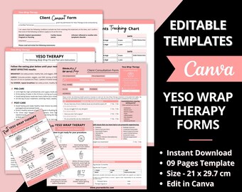 Samtyckesblankett för Yeso-terapilindning, Yeso-terapiblanketter, Samtycke till Yeso-terapilindning, Eftervård för Yeso-terapi, Kroppsbantning, Samtycke till kroppsskulptering