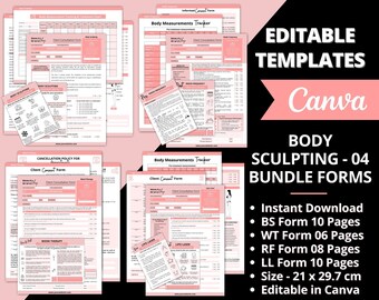 Body Sculpting Forms Templates, Wood Therapy, Radio Frequency, Laser Lipo, Consent Forms, Laser Liposuction, Wooden Therapy, Fat Cavitation