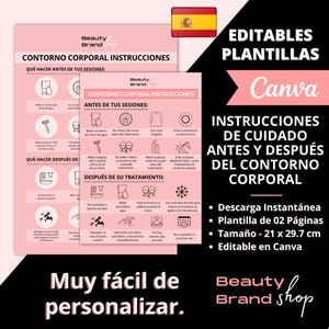 Instrucciones Para El Cuidado Previo Y Posterior Del Contorno Caporal, Contorno Caporal, Tarjetas De Cuidado Posterior, Esculpir El Cuerpo