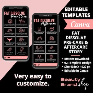 Fat Dissolving Precare and Aftercare Story, Fat Dissolver Care, Pre-Care and Post-Care Story, Before and Aftercare Story, Instagram Story