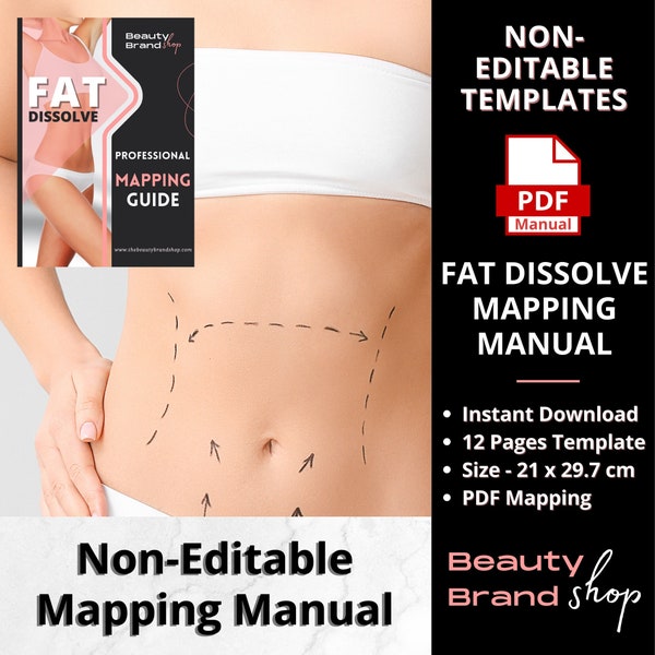 Fat Dissolve Mapping Guide, Fat Dissolving Manual, Fat Mapping, Fat Dissolving Training, Hyaluron Pen Mapping, Body Sculpting, PMU Training