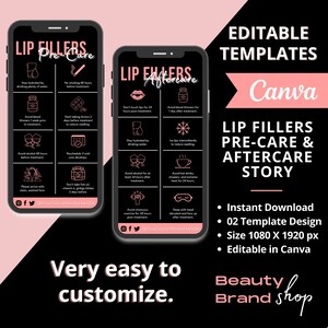 Lip Fillers Precare and Aftercare Instagram Story, Lip Filler Aftercare Story Template, Lip Tint Care Story, Lip Blushing Care, Lip Fillers