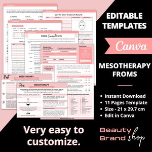 Mesotherapy Consent Forms, Editable Lipotherapy/ Lipodissolve Forms, Printable Esthetician Form, Facial Consulation Form, Client Intake Form