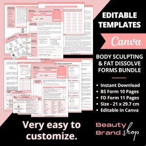 Body Sculpting Forms Bundle Templates, Fat Dissolving Consent Form, Consultation Forms, Body Contouring Consent Form, Fat Cavitation Intake