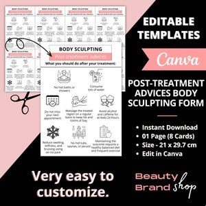 Editable Post-Treatment Advices, Body Sculpting Forms, Body Contouring Consent Form, Fat Cavitation Intake, Esthetician Forms, Body Shaping