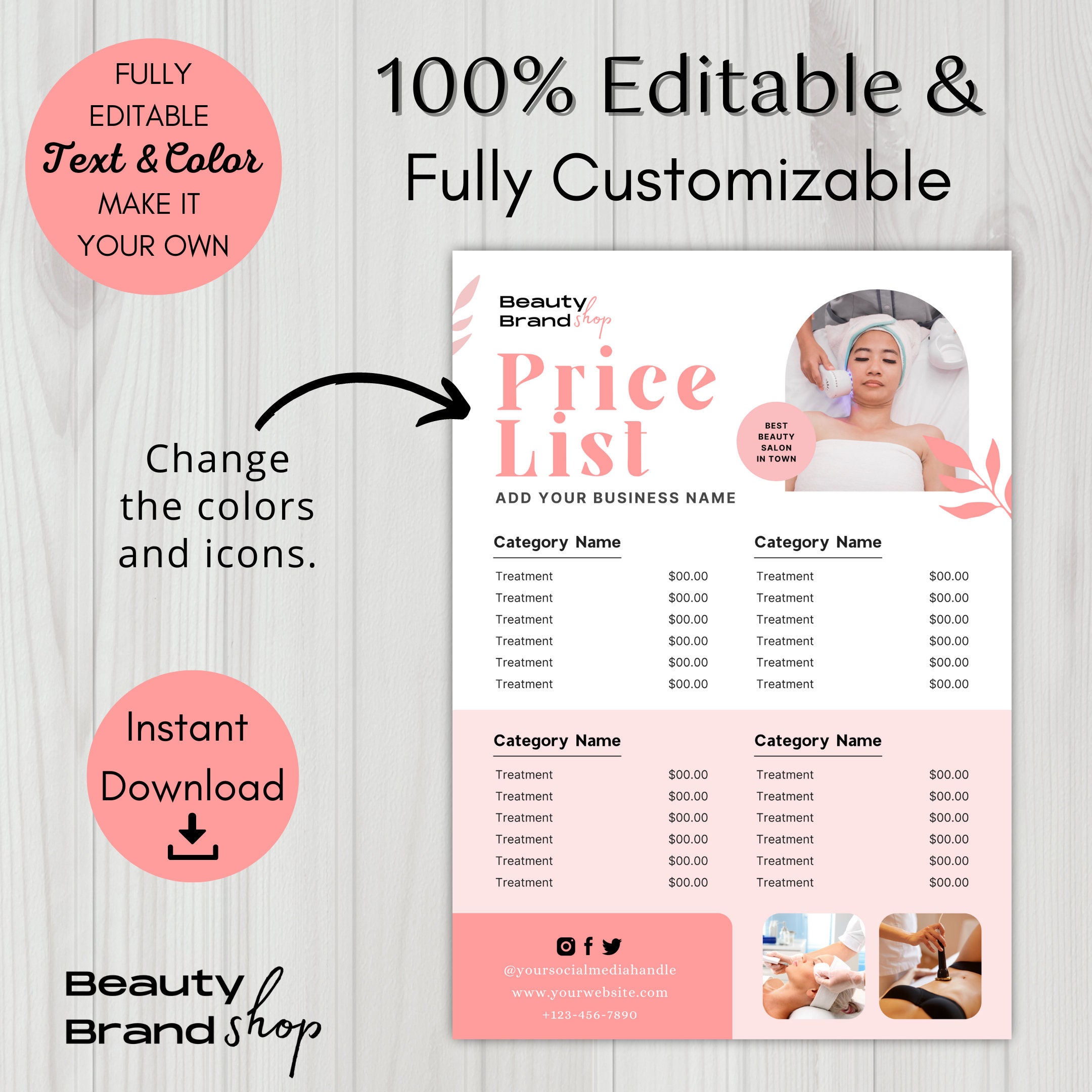 Body Contouring Pricelist, Price List Template, Fat Cavitation, Facial