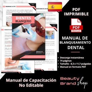 Manuel PDF de blanchiment des dents - Version espagnole, entreprise de blanchiment des dents, traitements de blanchiment des dents, manuel de guides de suivi du blanchiment des dents