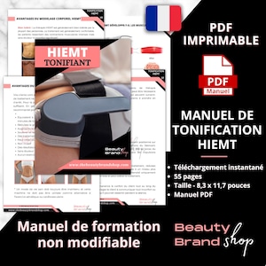 May include: A pink and white digital marketing flyer for a HIEMT toning manual. The flyer features a photo of a HIEMT toning machine, the text "HIEMT Toning Manual", and the text "Beauty Brand Shop".