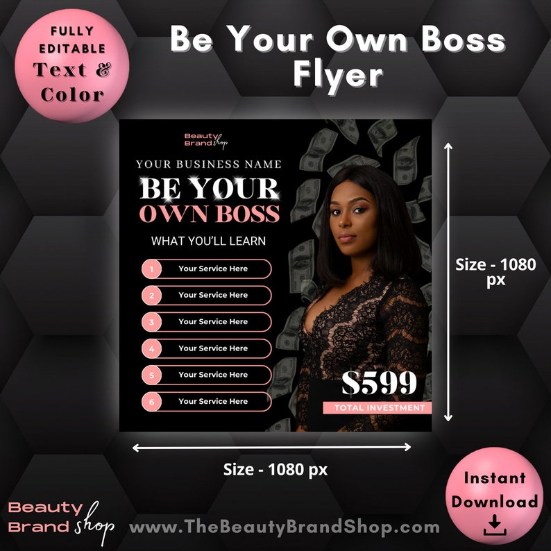 Be Your Own Boss Flyer, DIY Lash Training Flyers, Become Your Own Boss ...