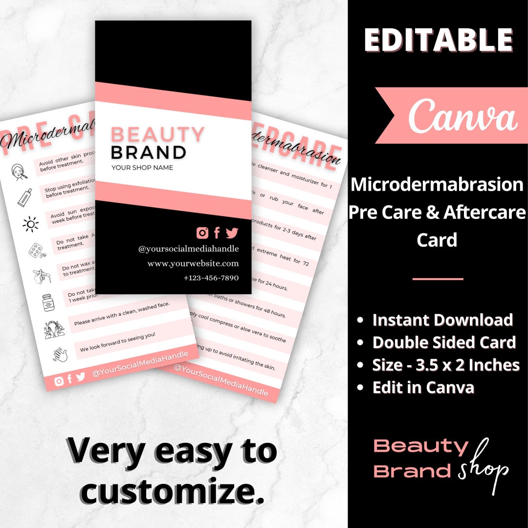 Microdermabrasion Precare and Aftercare Cards, Aftercare Instructions