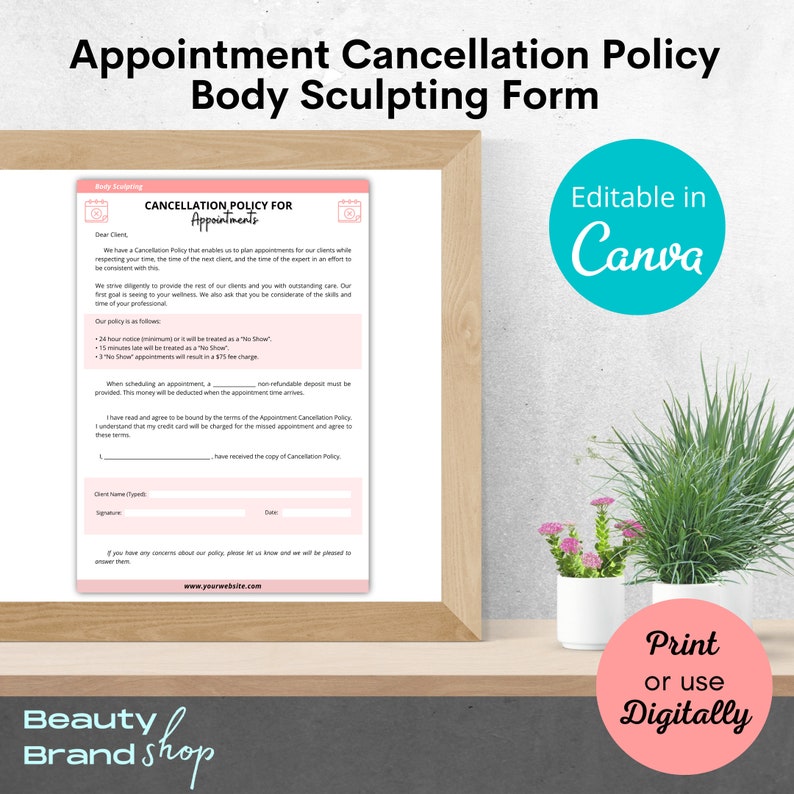 Editable Cancellation Policy, Body Sculpting Forms, Body Contouring