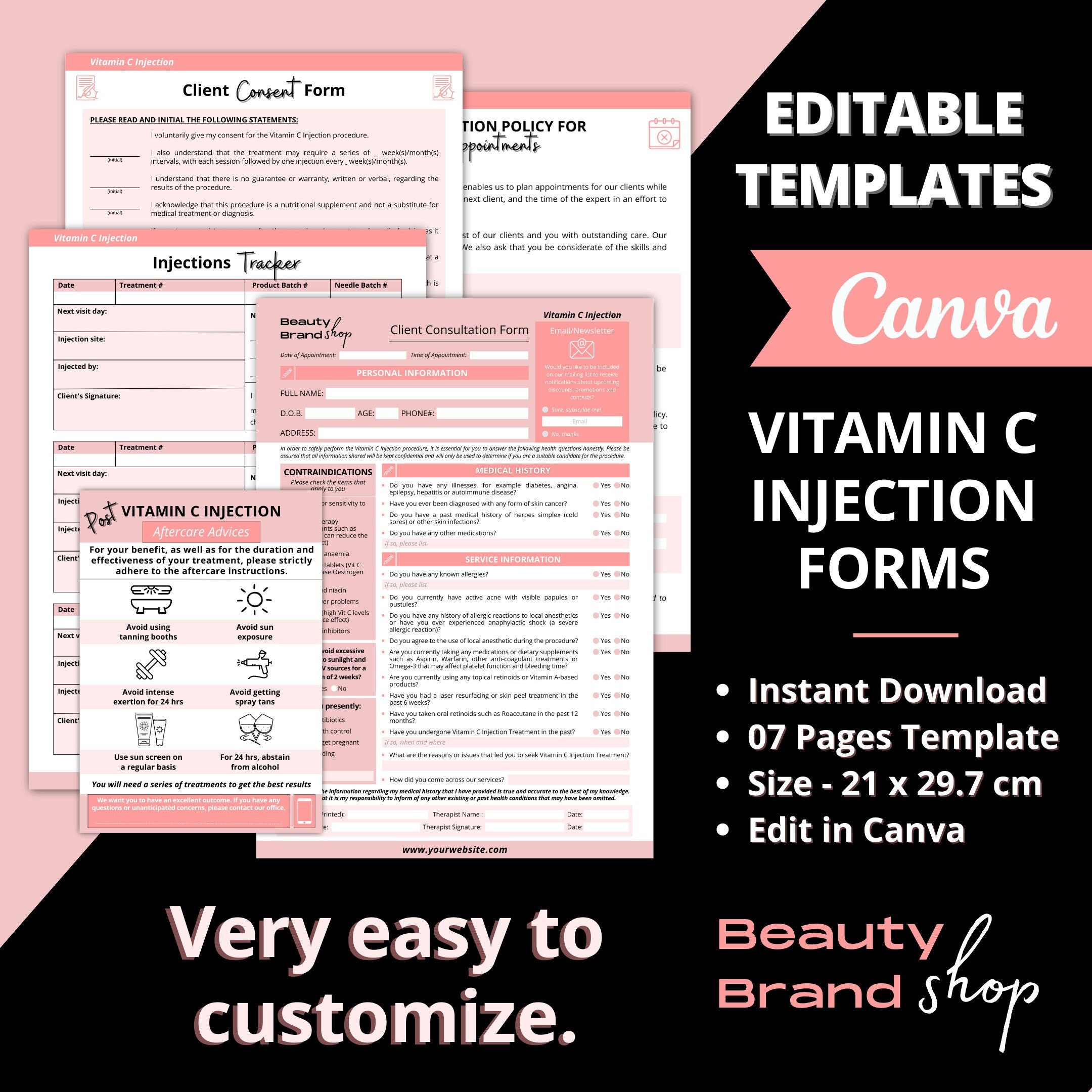 Single Injection Form Vitamin C Injection Forms Consent Form Vitamin C Injectables - Etsy