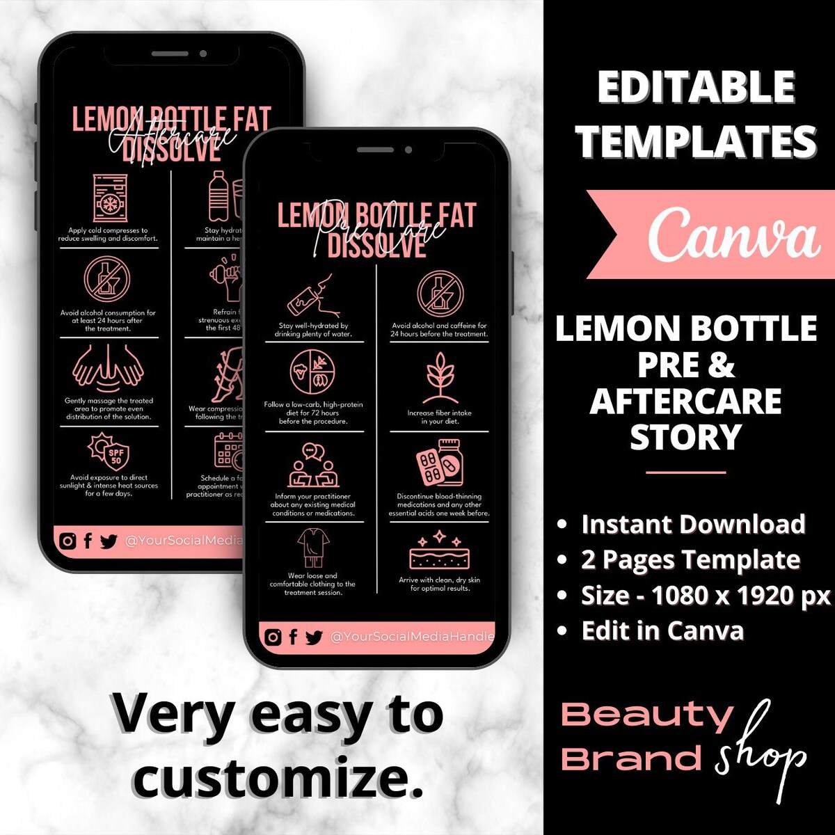 lemon bottle fat dissolving aftercare Fat Dissolve Care Cards, Lemon Bottle Aftercare, Editable Social Media, Fat  Dissolving Injection Precare and Aftercare Cards, Edit in Canva