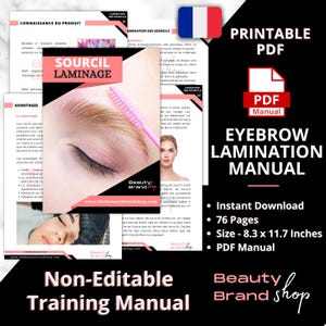FRENCH Version- Eyebrow Lamination Manual, Brow Lifting Manual, Eyebrow Lamination Training Manual Pdf, Laminated Eyebrows, Eyebrow Training