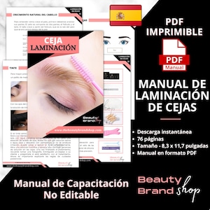 Eyebrow Lamination Manual-SPANISH Version, Brow Lifting Manual, Eyebrow Lamination Training Manual Pdf, Laminated Eyebrows, Eyebrow Training