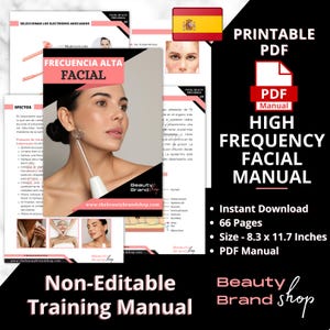 SPANISH High Frequency Facial Manual, Advanced High Frequency HF Facial Course, Problematic Skin Condition Remedy Skincare Education