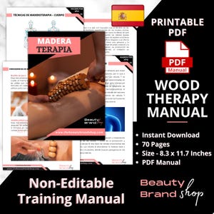 Spanish Version-Wood Therapy PDF Manual, Lymphatic Drainage Tutorial, Wood Therapy Techniques, Cellulite, Body Contouring, Beauty Treatments