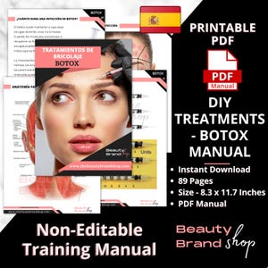 DIY Treatment- Botox Manual (SPANISH), Treatment Botox Manual, Cosmetic Aesthetics Training, Beauty Business Manual, Botulinum Toxins Manual