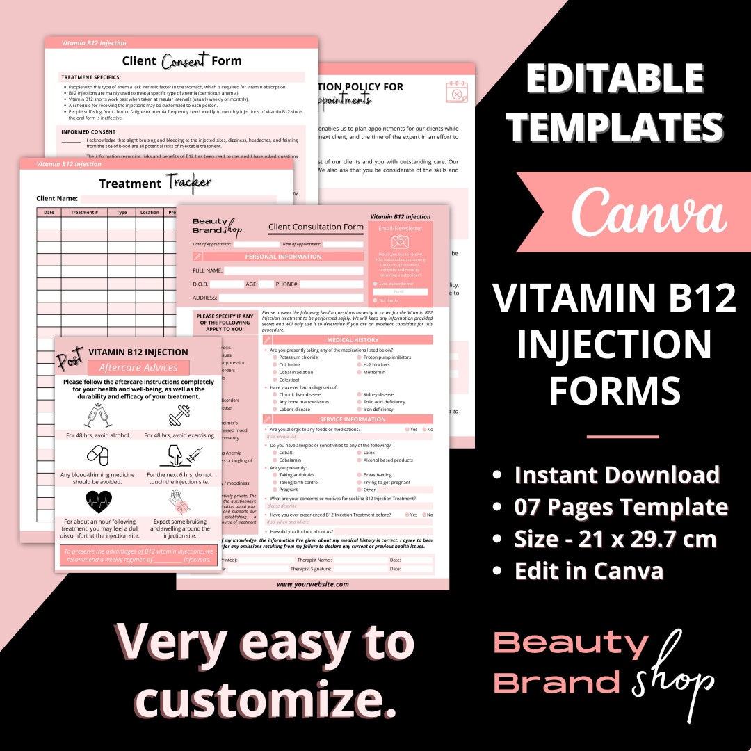 Vitamin B12 Injection Forms, Vitamin B12 Injection Consent Form, B12