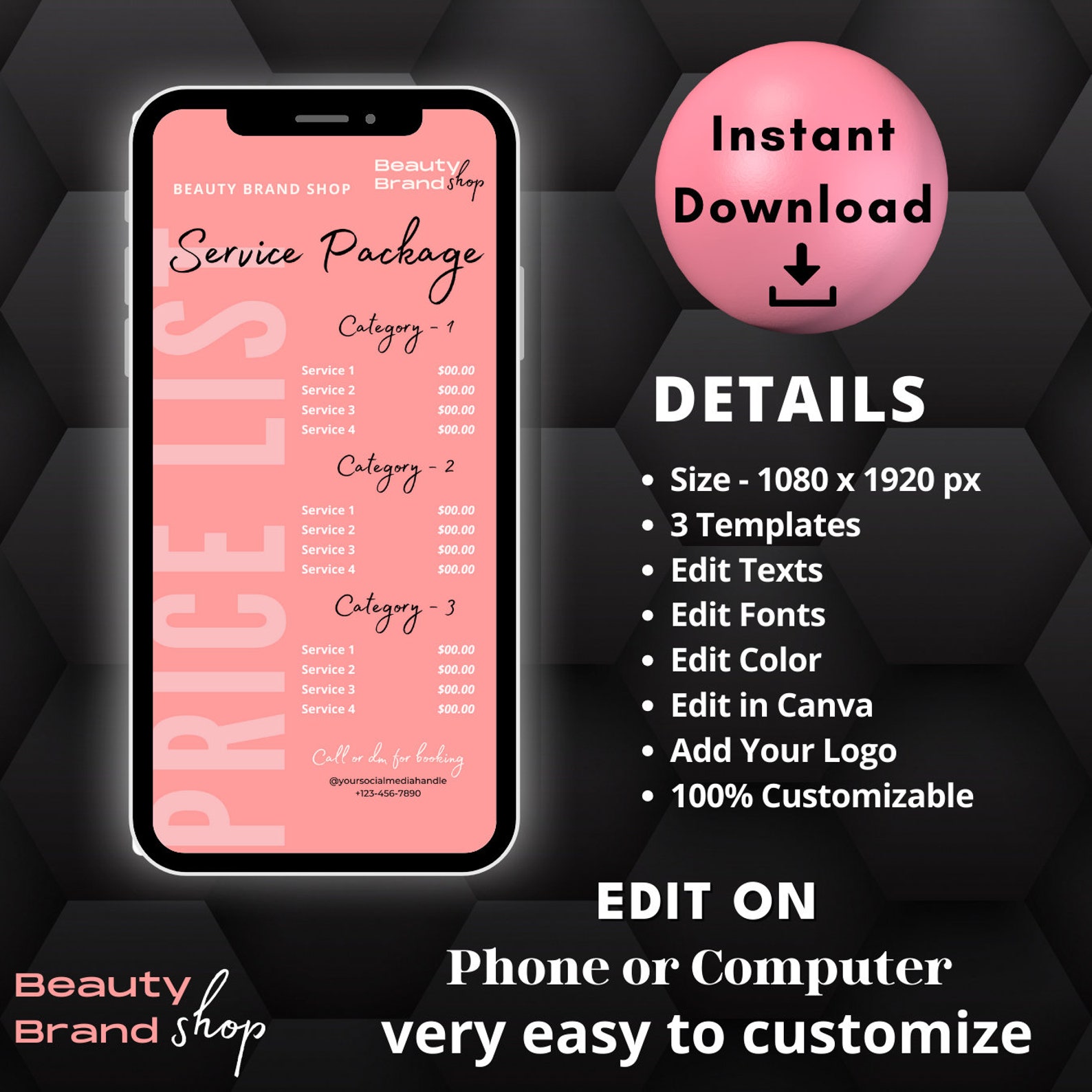 Instagram Price List Template Editable Price List IG Stories Price Instagram Price List Template Editable Price List IG Stories Price