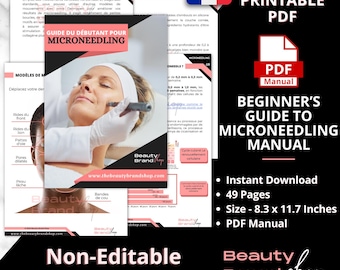 French Version- Beginner's Guide to Microneedling Manual, Microneedling Printable Course Training Manual, Beauty Maunal, Skin needling Guide