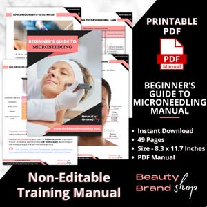 Beginner&#39;s Guide to Microneedling Manual, Microneedling PDF Printable Course Training Manual, Beauty Manual, Skin needling Guide