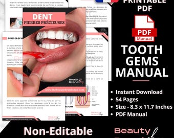 FRENCH Tooth Gems Manual, Tooth Gems Printable Manual, Teeth Jewel, Tooth Gems Flyers, Tooth Gems Course, Tooth Gems, Tooth Gems Designs