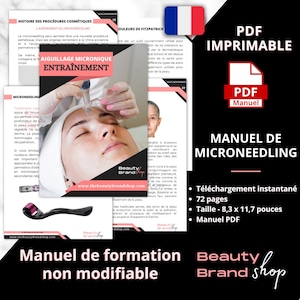 Microneedling Manual-FRENCH Version, Beauty Manual, Skin needling Guide, Collagen Induction Therapy, Microneedling Process, Printable Manual