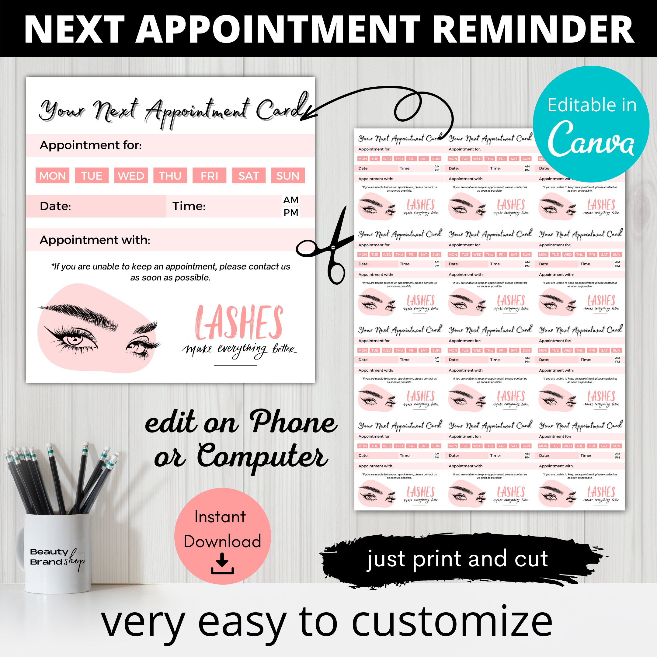 Printable Next Appointment Cards Editable Appointment - Etsy