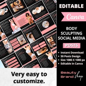 Editable Body Sculpting Instagram Posts Template, Personalized Ultrasonic Fat Cavitation, Contouring, Social Media Brand, IG Quote, IG Posts