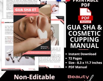 FRENCH Gua Sha & Cosmetic Cupping Manual, Cosmetic Aesthetics Training Course, French PDF Training Manuals, Beauty Business Beginners Manual