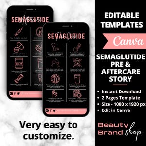 Storia della carta pre e post-trattamento Semaglu-tide, storia IG di Semaglu-tide nera, post sui social media di Semaglu-tide, storia di Instagram di un'attività di perdita di peso