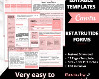 Retatru-Peptide Forms, Medical Weight Loss Forms for Clinics and Small Business, Fat Loss Injection Forms, Med Spa Form, Client Intake Forms