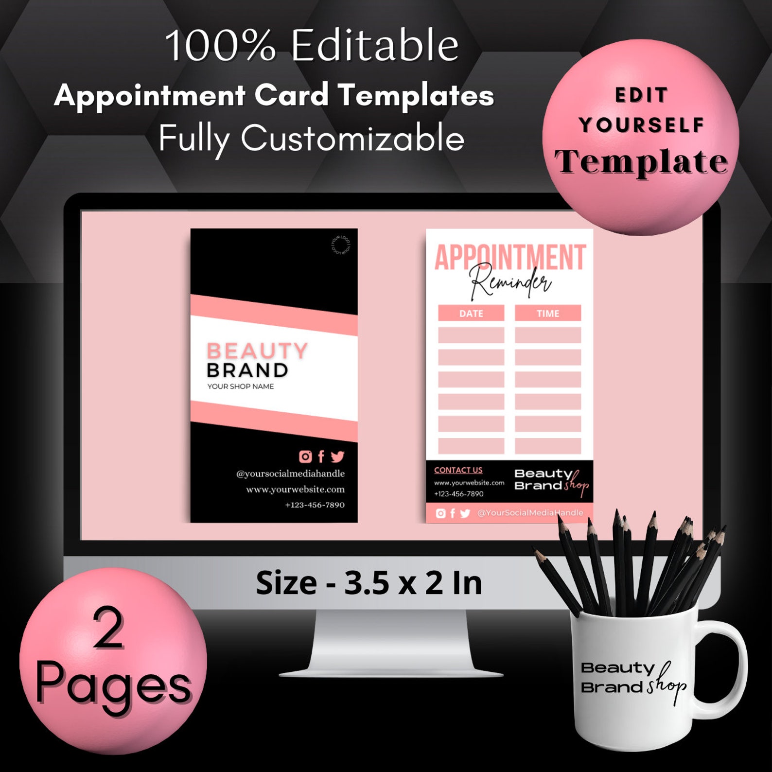 Interview Card Layout Appointment Card Template, Editable Appointment Cards, Next Appointment ...