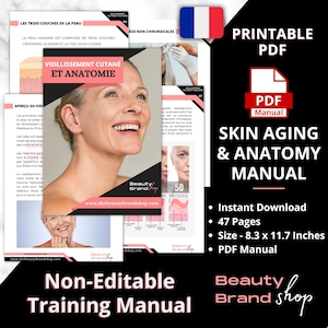 French Version-Skin Aging & Anatomy Manual, Beauty Training Resources, Skin Anatomy Manual, Skin Analysis and Skincare Anti-Aging PDF Manual