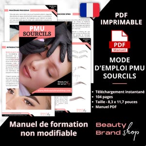 PMU Eyebrows Manual (FRENCH), Microblading, Microshading, Ombre, Powder Brows, Hybrid, Blade & Shades, Eyebrow Mapping PDF Manual, Brows