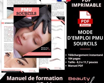 PMU Eyebrows Manual (FRENCH), Microblading, Microshading, Ombre, Powder Brows, Hybrid, Blade & Shades, Eyebrow Mapping PDF Manual, Brows