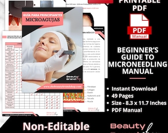 SPANISH Version- Beginners Guide to Microneedling Manual, Microneedling Printable Course Training Manual, Beauty Maunal, Skin needling Guide