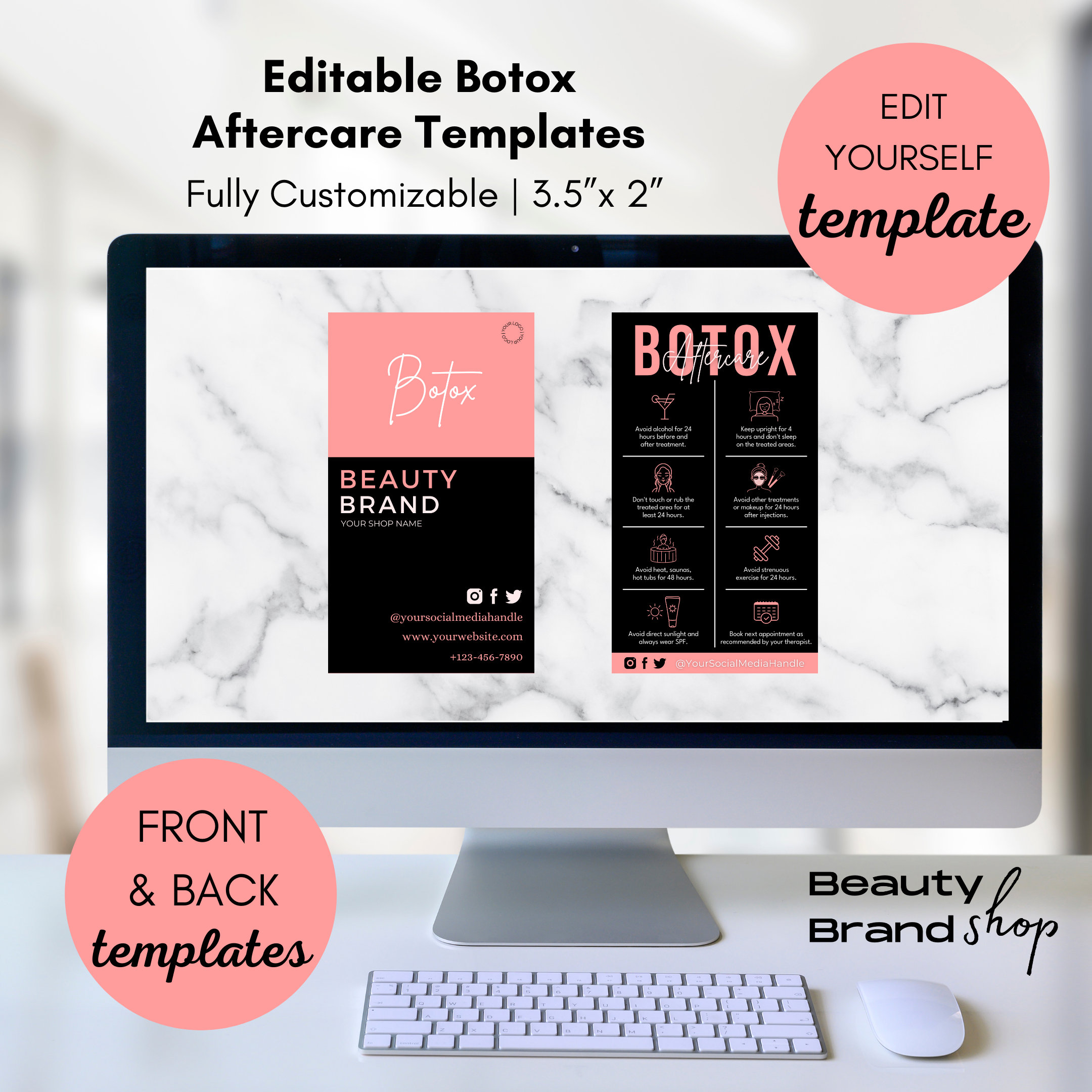 Botox Aftercare Card Template, Editable Botox Post Care Cards, Anti ...