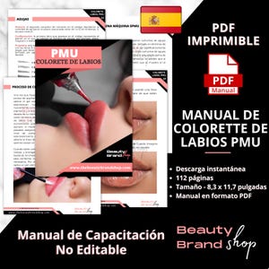 Manual de Colorette de Labios PMU- PMU Lip Blush Manual (Spanish Version), Lip Blush Training Guide, Lip Micropigmentation, Tattoo Lip Liner