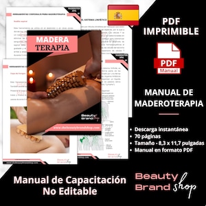 Wood Therapy PDF Manual-Spanish Version, Lymphatic Drainage Tutorial, Wood Therapy Techniques, Cellulite, Body Contouring, Beauty Treatments