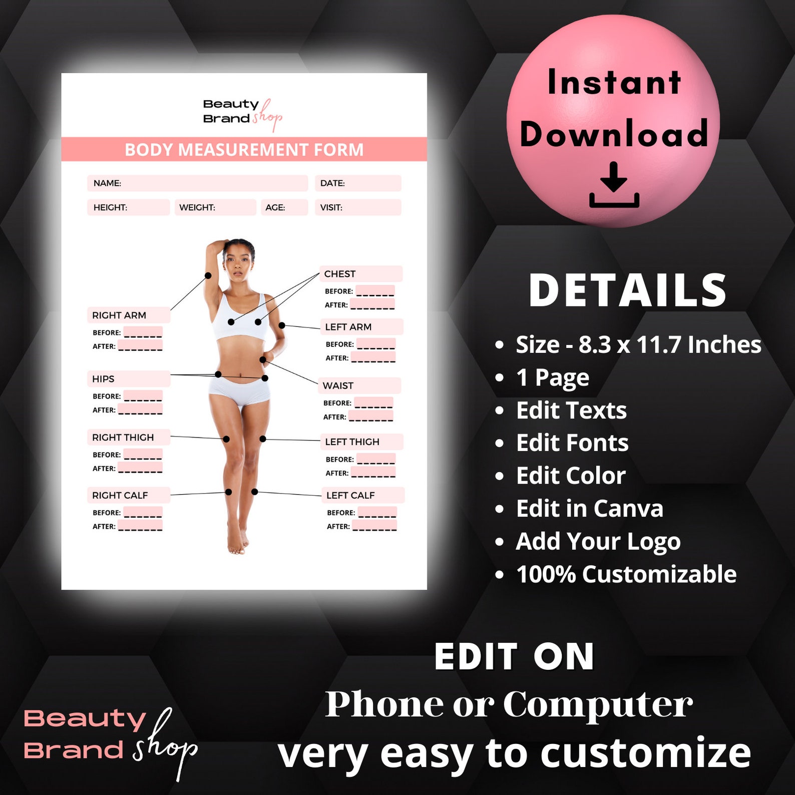 Body Contouring Body Measurement Form, Body Sculpting Consent Form ...