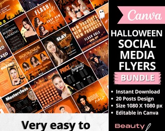20 Halloween Booking Flyer, Halloween Bookings Available, Appointment Flyer, Spooky Flyer, Hair, Nails, Lashes Braids Wigs, Make up Template