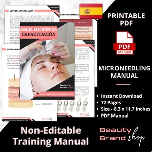 SPANISH Version-Microneedling Manual, Beauty Manual, Skin needling Guide, Collagen Induction Therapy, Microneedling Process Printable Manual