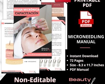 SPANISH Version-Microneedling Manual, Beauty Manual, Skin needling Guide, Collagen Induction Therapy, Microneedling Process Printable Manual
