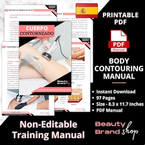 SPANISH Version - Body Contouring Manual,  Sculpting User Guides, RF Radiofrequency, Fat Cavitation, Fat Freeze, Lipo Laser, Vacuum Therapy