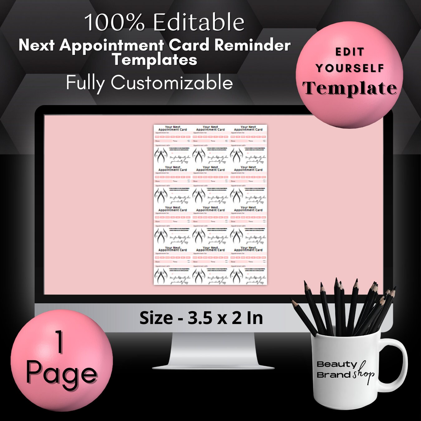 Editable Next Appointment Cards, Aesthetician Appointment Cards ...
